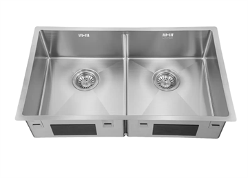 Lavabo Kubus 740 Soft Slim dobbelt køkkenvask uden hanehul i rustfrit stål